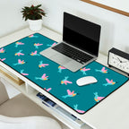 Happy Little Humming Birds on Dark Teal Desk Mat Gallery Image 2