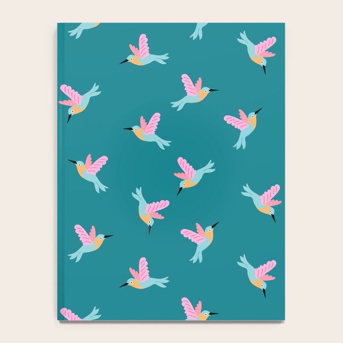 Happy Little Humming Birds on Dark Teal Notebook Gallery Image 4