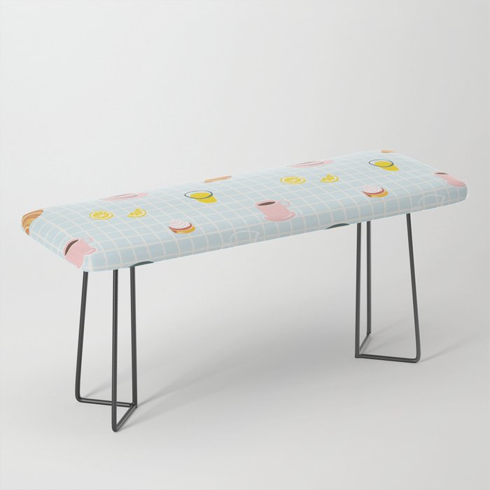 Retro breakfast coffee food pattern Bench Gallery Image 1