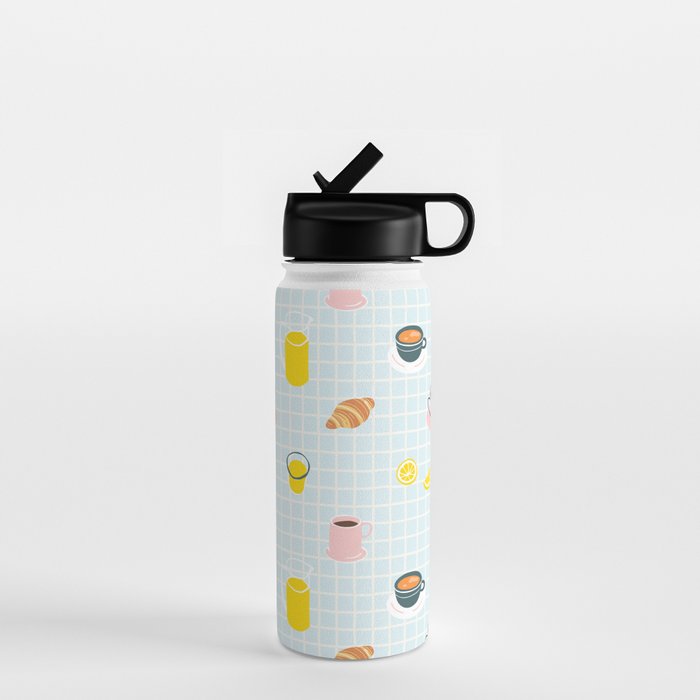 Retro breakfast coffee food pattern Water Bottle Gallery Image 1