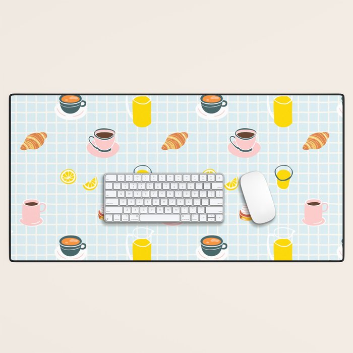 Retro breakfast coffee food pattern Desk Mat Gallery Image 1