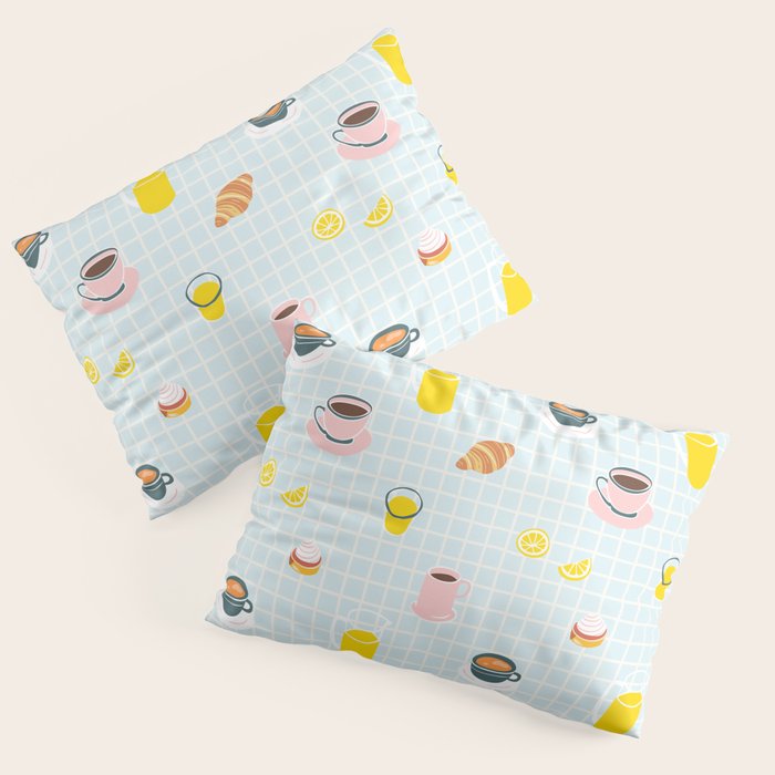 Retro breakfast coffee food pattern Pillow Sham Gallery Image 3