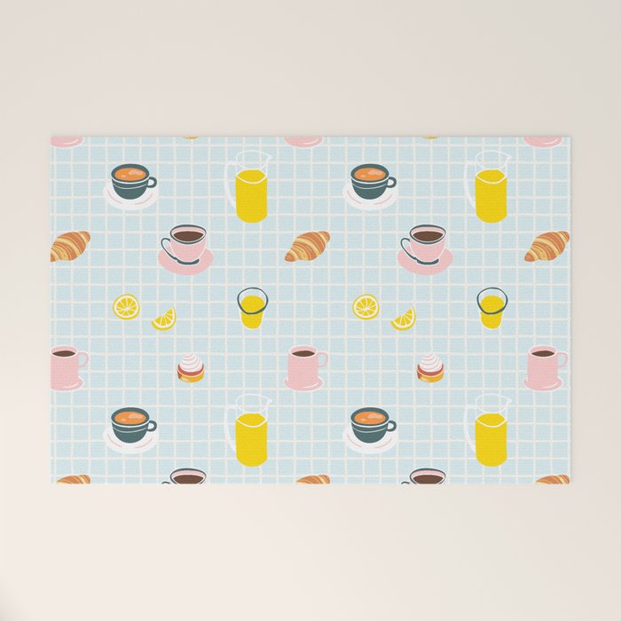 Retro breakfast coffee food pattern Welcome Mat Gallery Image 1