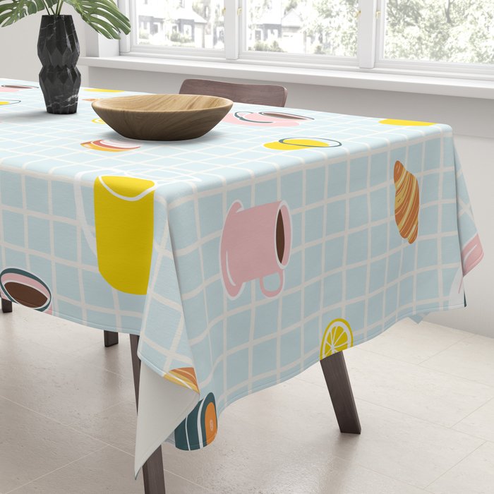 Retro breakfast coffee food pattern Tablecloth Gallery Image 3