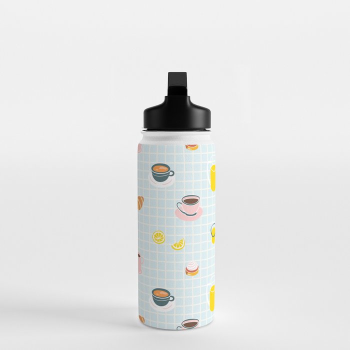 Retro breakfast coffee food pattern Water Bottle Gallery Image 3