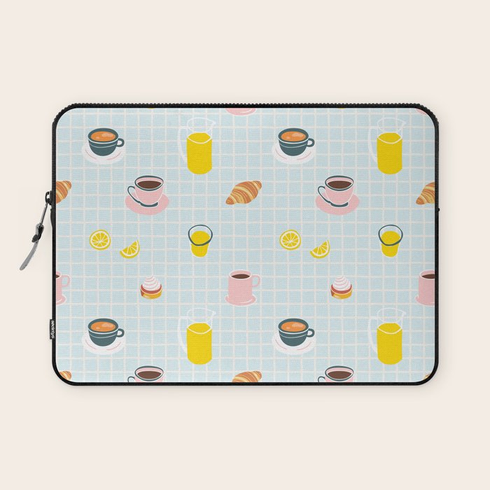 Retro breakfast coffee food pattern Laptop Sleeve Gallery Image 1