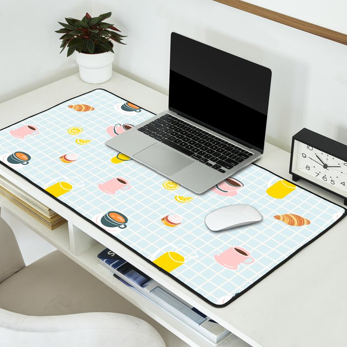 Retro breakfast coffee food pattern Desk Mat Gallery Image 2