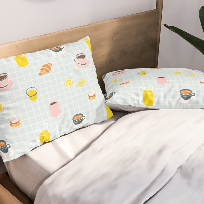 Retro breakfast coffee food pattern Pillow Sham Gallery Image 2