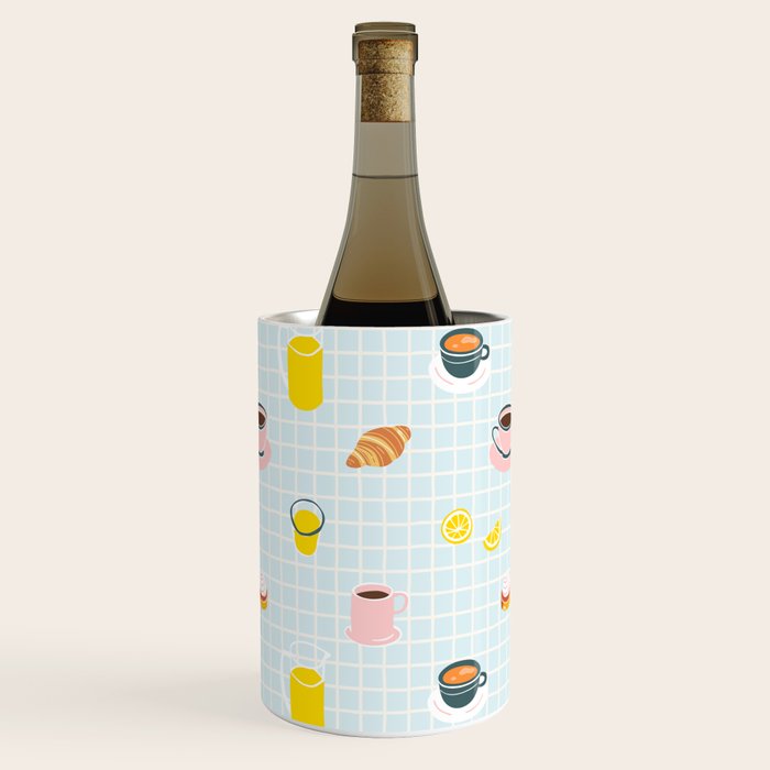 Retro breakfast coffee food pattern Wine Chiller Gallery Image 1