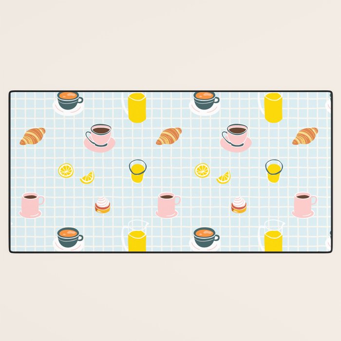 Retro breakfast coffee food pattern Desk Mat Gallery Image 3