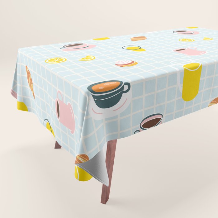 Retro breakfast coffee food pattern Tablecloth Gallery Image 1