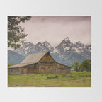 Grand Teton National Park Adventure Barn - Landscape Photography Throw Blanket Gallery Image 2