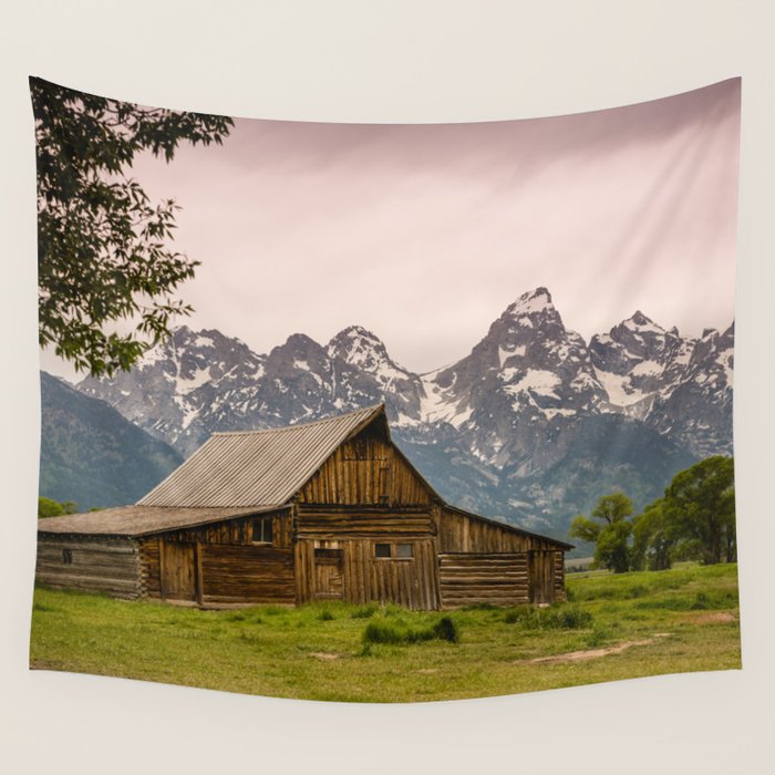 Grand Teton National Park Adventure Barn - Landscape Photography Wall Tapestry Gallery Image 1