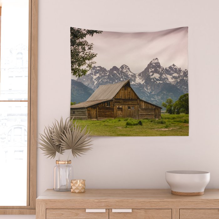 Grand Teton National Park Adventure Barn - Landscape Photography Wall Tapestry Gallery Image 2