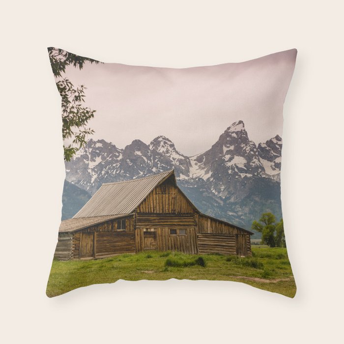 Grand Teton National Park Adventure Barn - Landscape Photography Throw Pillow Gallery Image 6