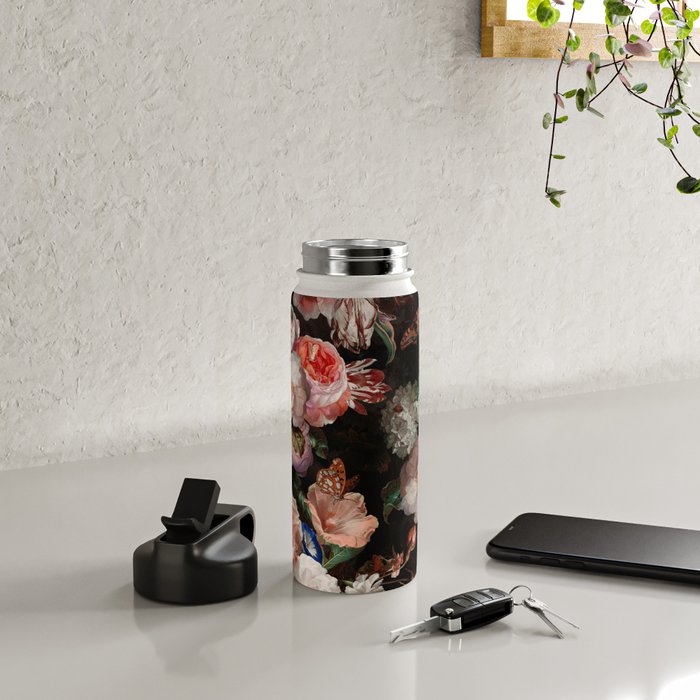 Baroque Flemish Rose Flowers Night Garden Water Bottle Gallery Image 4