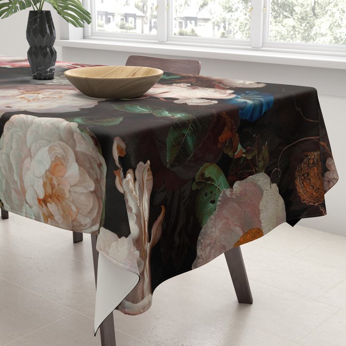 Baroque Flemish Rose Flowers Night Garden Tablecloth Gallery Image 3