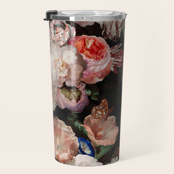 Baroque Flemish Rose Flowers Night Garden Travel Mug Gallery Image 3