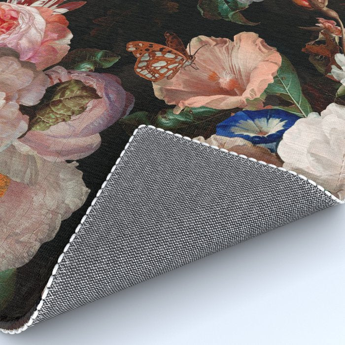 Baroque Flemish Rose Flowers Night Garden Rug Gallery Image 4