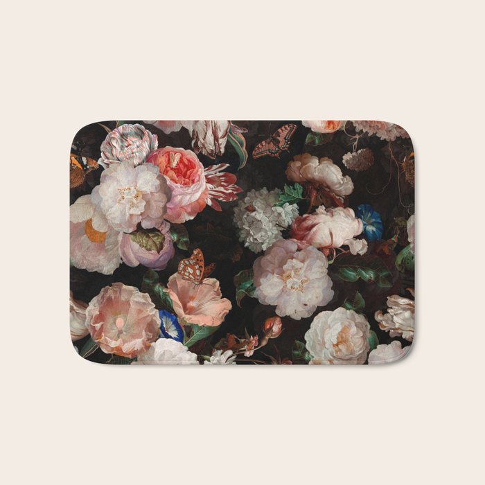 Baroque Flemish Rose Flowers Night Garden Bath Mat Gallery Image 1