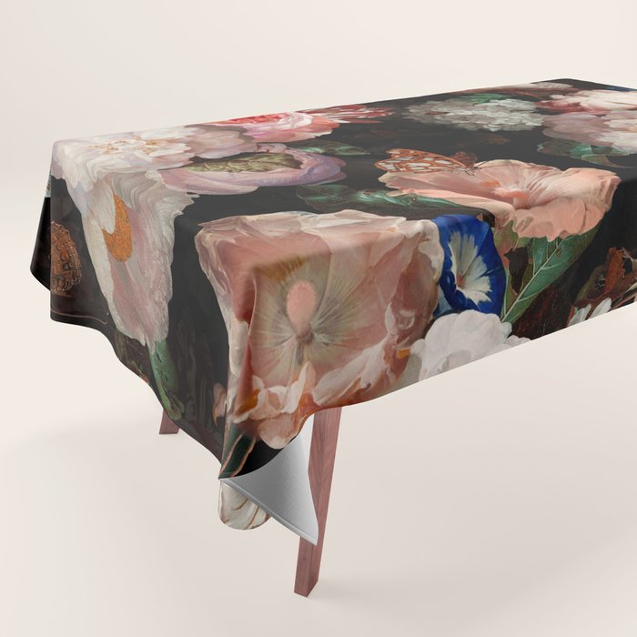 Baroque Flemish Rose Flowers Night Garden Tablecloth Gallery Image 1