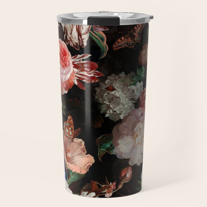 Baroque Flemish Rose Flowers Night Garden Travel Mug Gallery Image 1