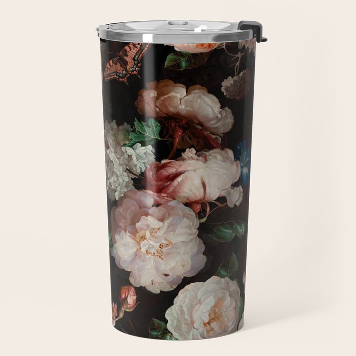 Baroque Flemish Rose Flowers Night Garden Travel Mug Gallery Image 2