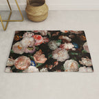 Baroque Flemish Rose Flowers Night Garden Rug Gallery Image 1