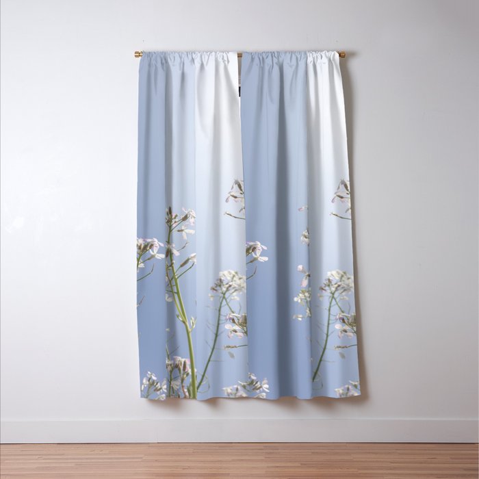 Wild radish flowers in a meadow in the spring against a clear blue sky - nature photography Window Curtain Gallery Image 3