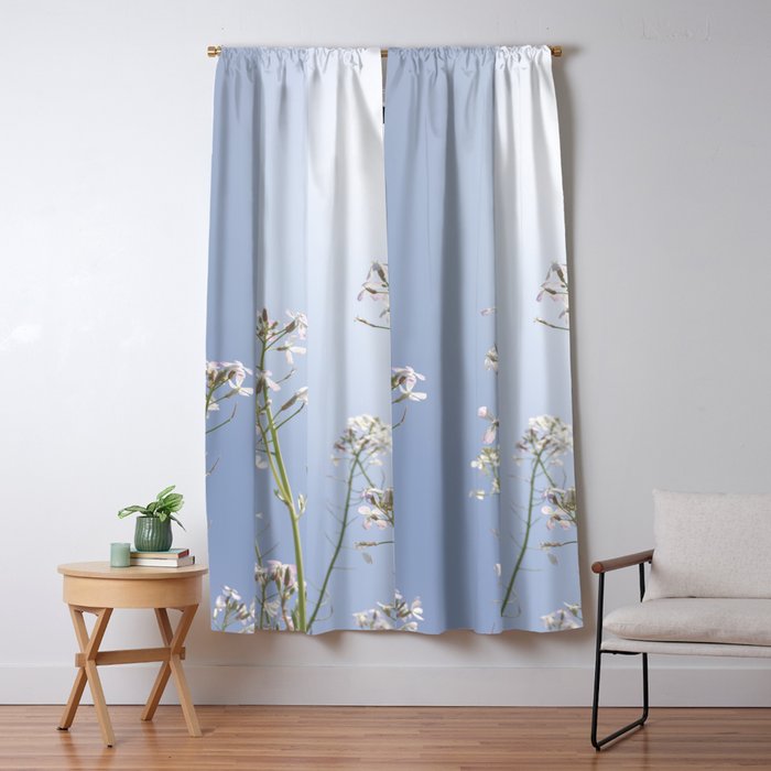 Wild radish flowers in a meadow in the spring against a clear blue sky - nature photography Window Curtain Gallery Image 5