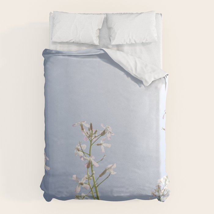 Wild radish flowers in a meadow in the spring against a clear blue sky - nature photography Duvet Cover Gallery Image 6