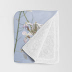 Wild radish flowers in a meadow in the spring against a clear blue sky - nature photography Throw Blanket Gallery Image 3