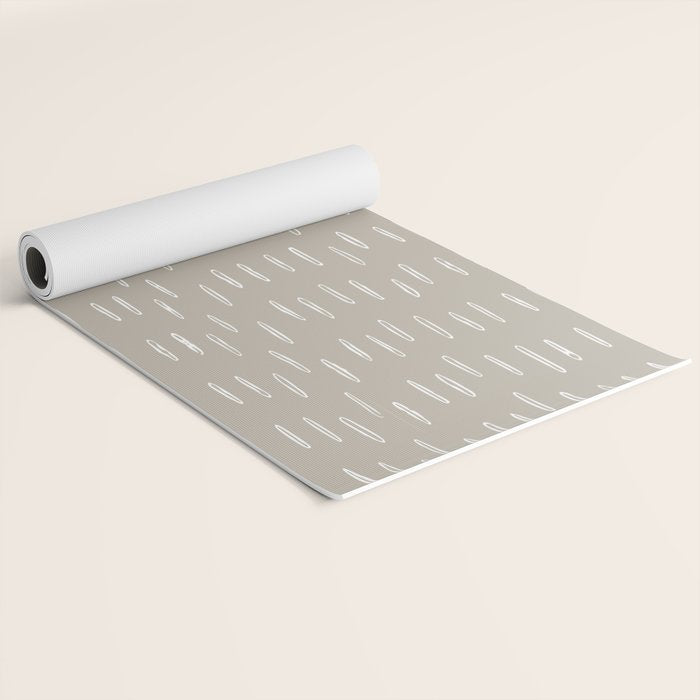 Boho Prints, Raindrops, Beige, Minimalism, Abstract Art Yoga Mat Gallery Image 2