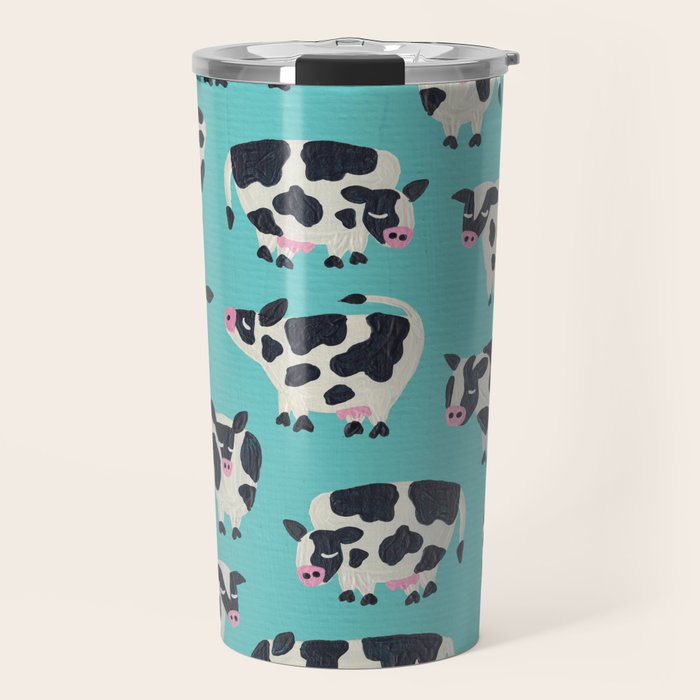 Cow Collection - Turquoise Travel Mug Gallery Image 1