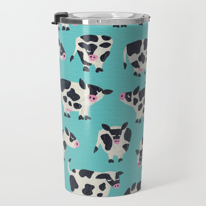 Cow Collection - Turquoise Travel Mug Gallery Image 3