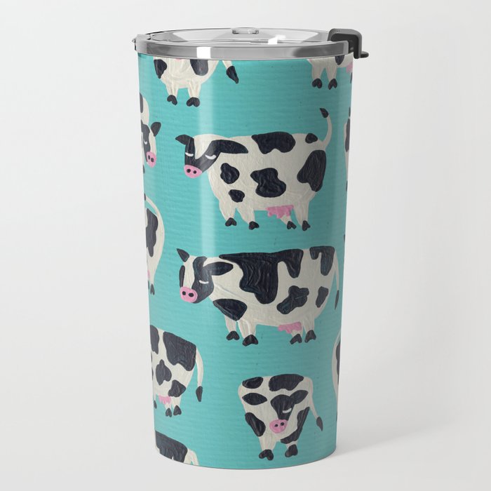 Cow Collection - Turquoise Travel Mug Gallery Image 2
