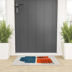 Burnt Orange Jewel Teal Blue Mid Century Modern Funky Colorful Shapes Patterns by Ejaaz Haniff Welcome Mat Gallery Image 3