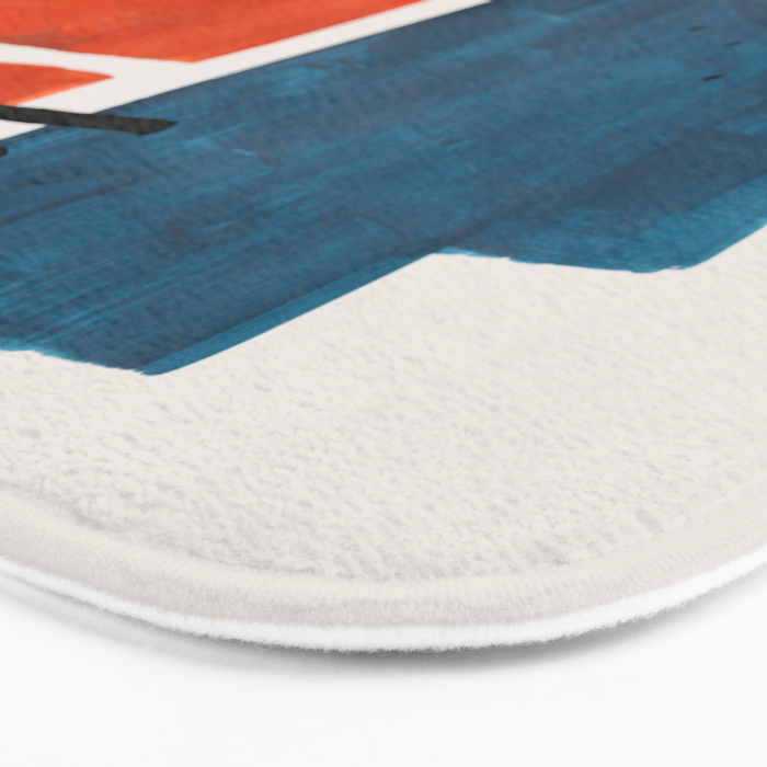 Burnt Orange Jewel Teal Blue Mid Century Modern Funky Colorful Shapes Patterns by Ejaaz Haniff Bath Mat Gallery Image 3