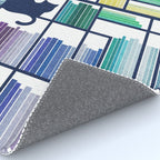 Rainbow bookshelf // white background navy blue shelf and library cats Rug Gallery Image 4