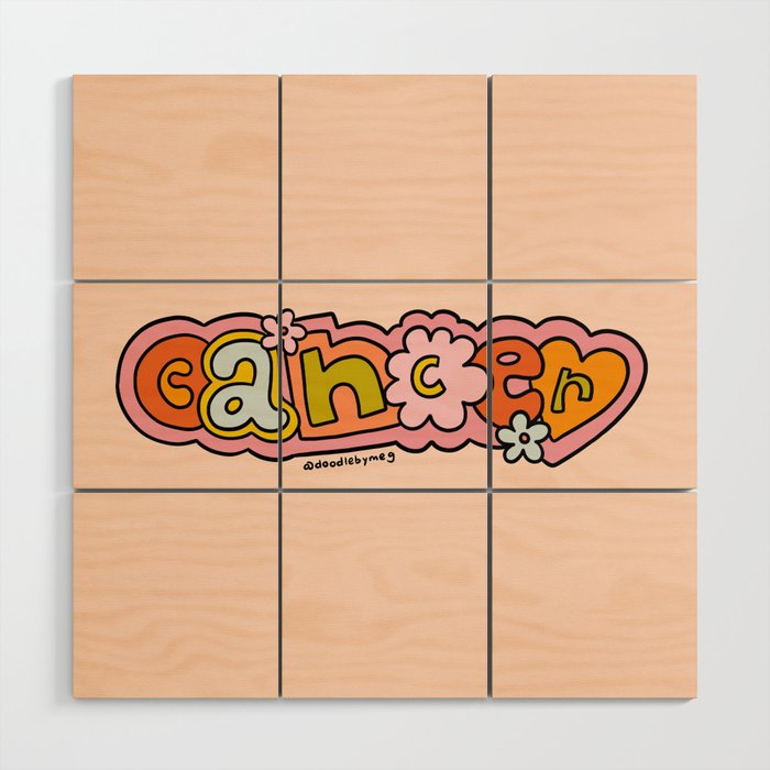 Cancer Zodiac Doodle Letters Wood Wall Art Gallery Image 1