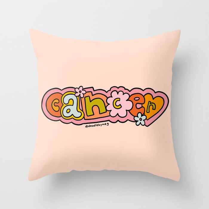 Cancer Zodiac Doodle Letters Throw Pillow Gallery Image 6