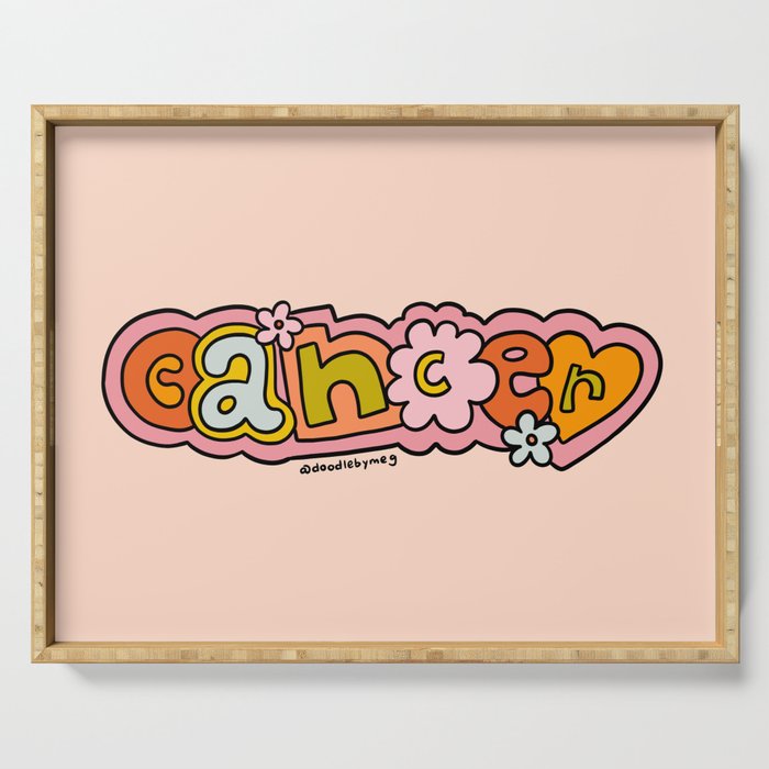 Cancer Zodiac Doodle Letters Serving Tray Gallery Image 1