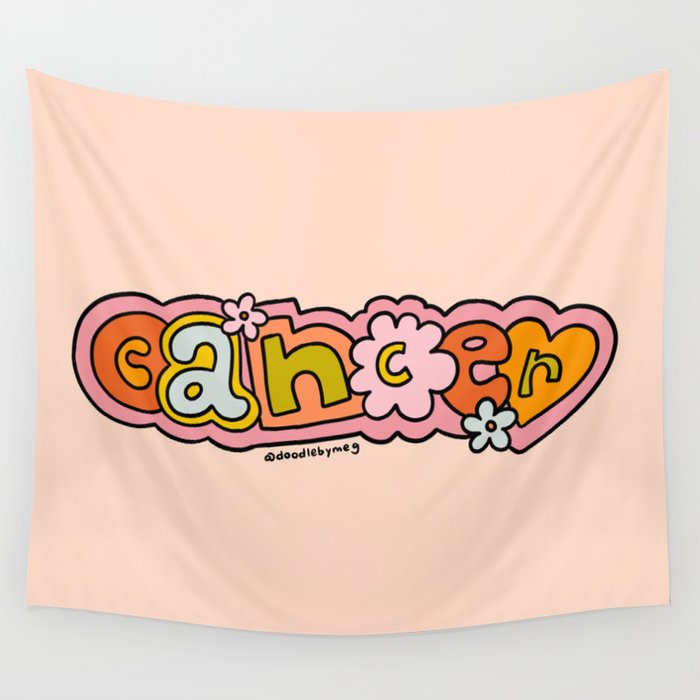 Cancer Zodiac Doodle Letters Wall Tapestry Gallery Image 4