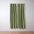 Green And Cream Stripes And Flowers Window Curtain Gallery Image 3