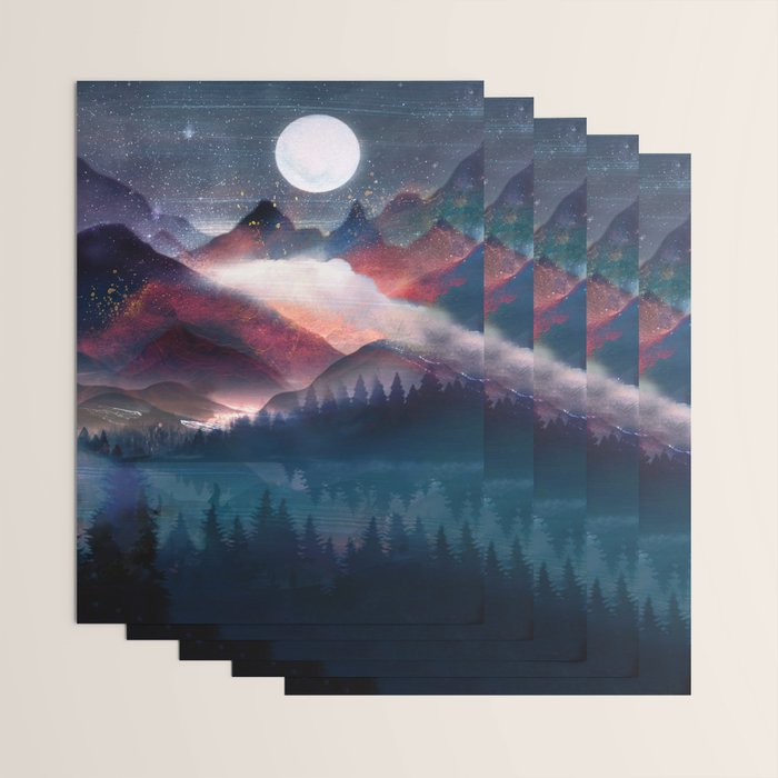 Mountain Lake Under the Stars Wrapping Paper Gallery Image 3