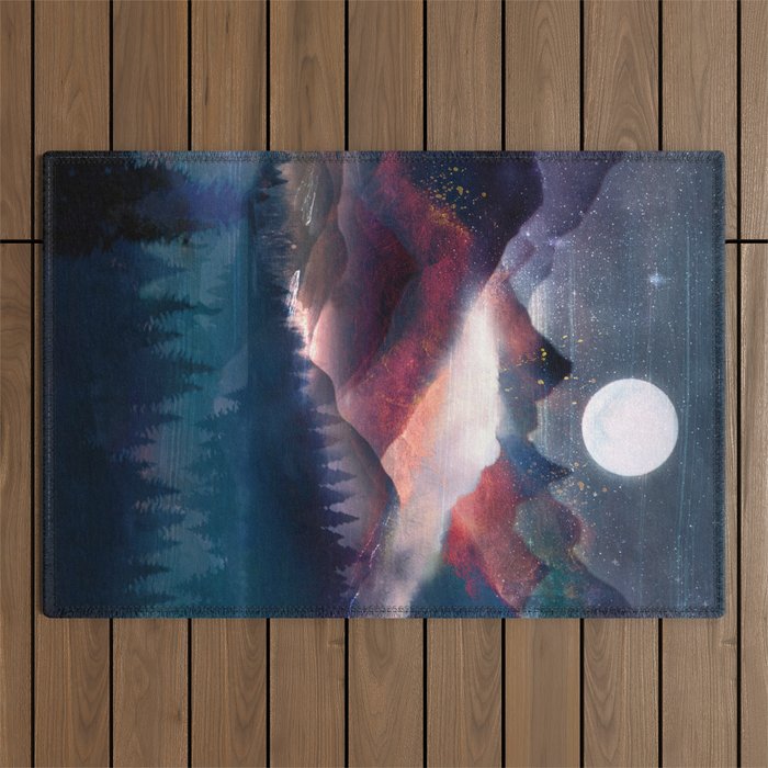 Mountain Lake Under the Stars Outdoor Rug Gallery Image 1