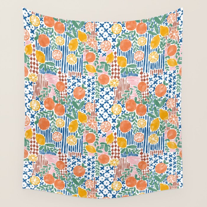 Mediterranean Fusion Citrus Wall Tapestry Gallery Image 4