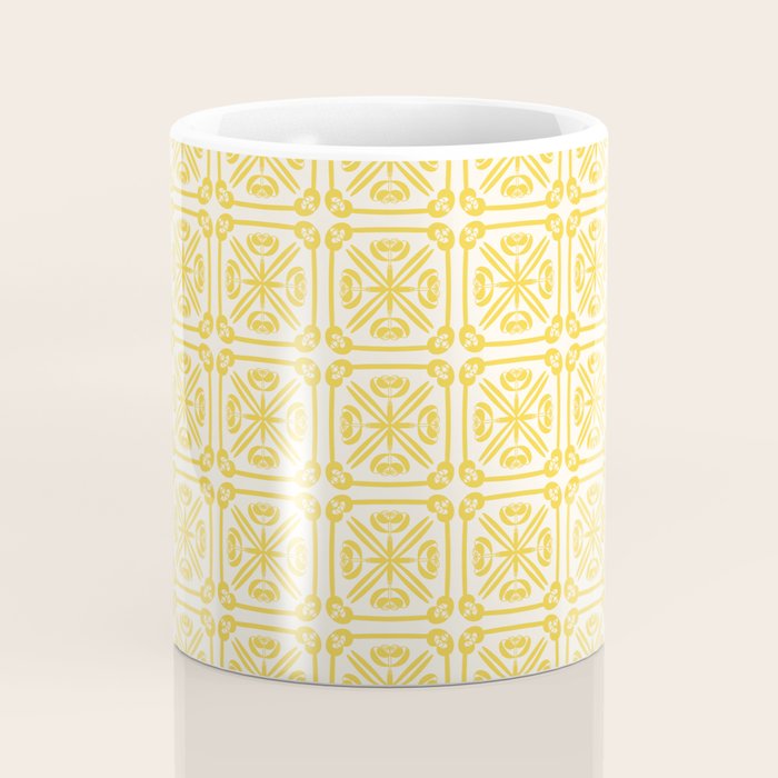 Nouveau Spanish Tile Pattern in Yellow and Cream Coffee Mug Gallery Image 4