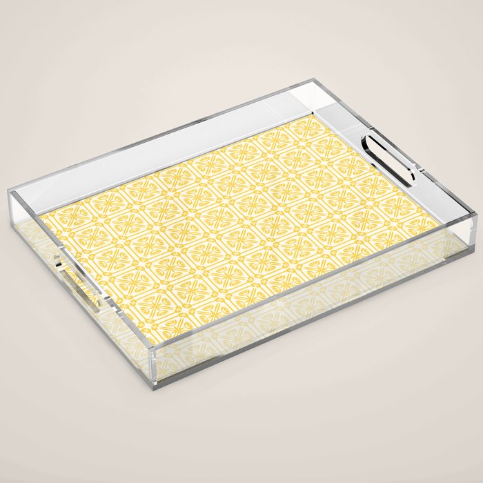 Nouveau Spanish Tile Pattern in Yellow and Cream Acrylic Tray Gallery Image 1