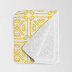 Nouveau Spanish Tile Pattern in Yellow and Cream Throw Blanket Gallery Image 3